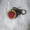 Strawberry - Handmade Cross Stitch Keychain