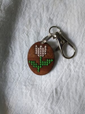 Tulip - Handmade Cross Stitch Keychain