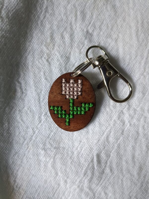 Tulip - Handmade Cross Stitch Keychain