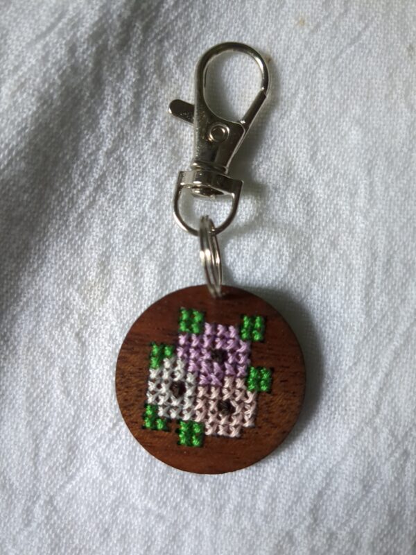 Bunch of Flowers - Handmade Cross Stitch Keychain