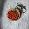 Handmade Cross Stitch Pumpkin Keychain