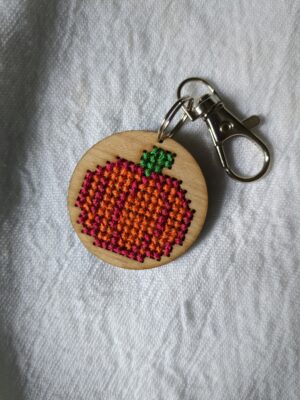 IMG_20260729_162558_401 Handmade Cross Stitch Pumpkin Keychain