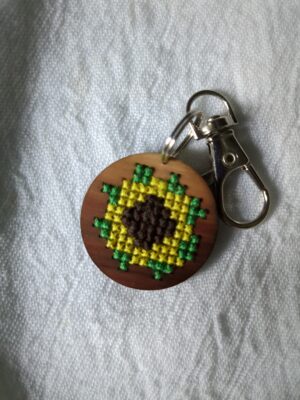 Sunflower Cross Stitch Keychain