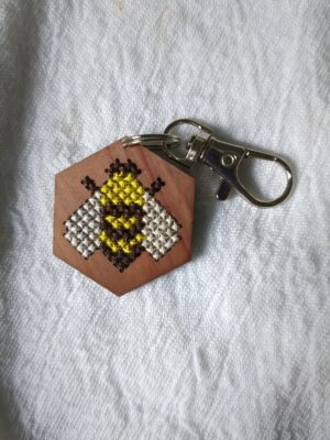 IMG_20260729_162706_460 Honey Bee Cross Stitch Keychain