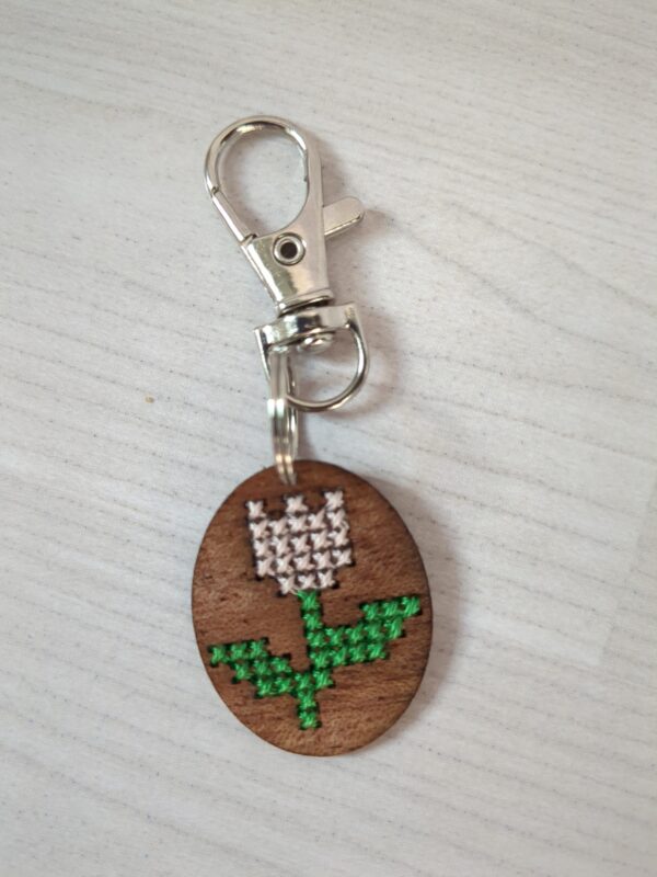 Tulip - Handmade Cross Stitch Keychain